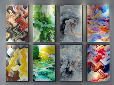 Colorful Abstract Paintings Collection For Modern Wall Art Decor With Dynamic Patterns 3d model