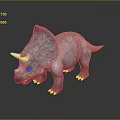 Realistic Triceratops Dinosaur Model With Gray Body Blue Spots And Sharp Horns