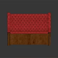 Red Multi-person Sofa with Checkerboard Pattern Soft Upholstery and Wooden Base 3d model