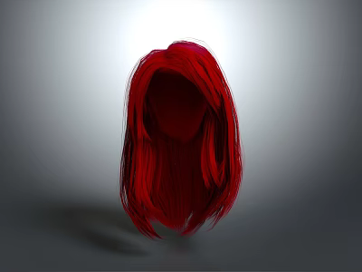 Head Silhouette With Long Red Hair On Gray Gradient Background And Top Light Source 3d model