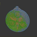 Ancient Golden Weapon With Circular Shape Intricate Carvings And Decorative Patterns