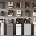 Various Water Dispenser Models Featuring Wall Mounted and Floor Standing Designs 3d model