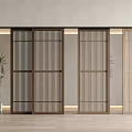 Japanese style log wind sliding door Japanese style sliding door log wind sliding door grille door and paper sliding door 3d model
