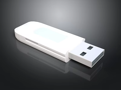 White USB Electronic Device Portable Storage Accessory With Compact Plug And Play Feature 3d model