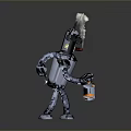 3D Cartoon Character With Black Head White Body White Hair Decoration Holding Objects Standing Pose
