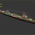 Detailed Military Warship Model With Scale Design And Naval Weapon Features
