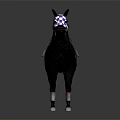 Black Racehorse with Checkered Mask Purple Saddle Pad and Number 3