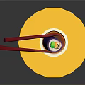 Delicious Asian Traditional Snack With Red Chopsticks On Yellow Plate Topped With Sauce