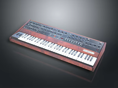 Modern Electronic Keyboard With Wooden Panel Control Knobs And Black White Keys 3d model