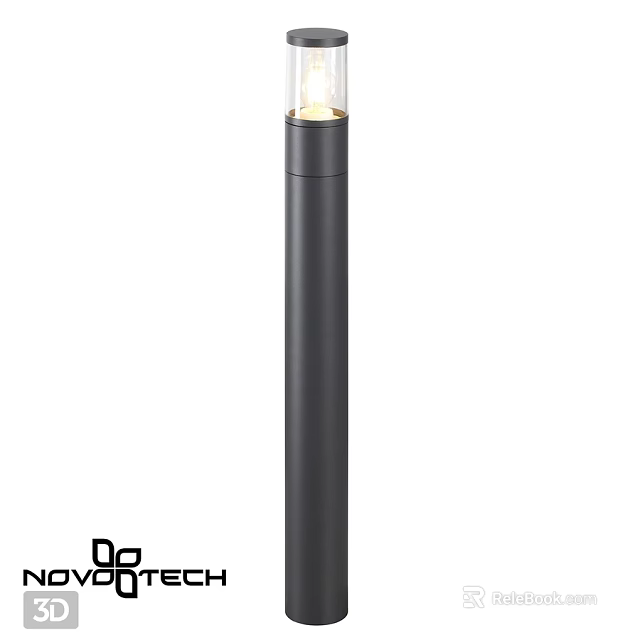 Modern Black Outdoor Post Light with Sleek Cylindrical Design for Garden Illumination 3d model 