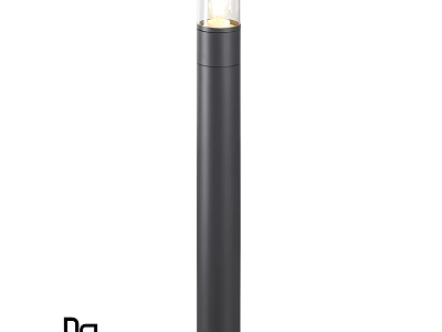 Modern Black Outdoor Post Light with Sleek Cylindrical Design for Garden Illumination 3d model