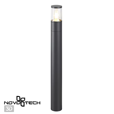 Modern Black Outdoor Post Light with Sleek Cylindrical Design for Garden Illumination 3d model