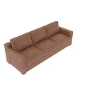 Classic Brown Leather Two Seater Sofa With Comfortable Design And Stitching Details 3d model