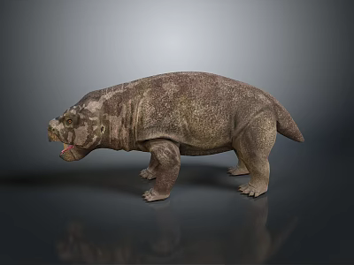 Realistic Prehistoric Creature Character Featuring Robust Body Textured Skin And Open Mouth Standing Pose 3d model