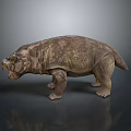 Realistic Prehistoric Creature Character Featuring Robust Body Textured Skin And Open Mouth Standing Pose
