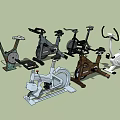 Different Types of Sports Equipment Including Stationary Bikes and Elliptical Trainers