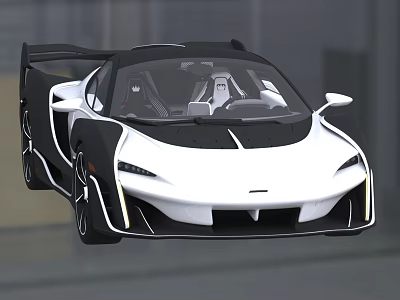 Sleek White And Black Supercar With Streamlined Body Large Rear Wing And Two Seater Cabin 3d model