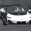 Sleek White And Black Supercar With Streamlined Body Large Rear Wing And Two Seater Cabin