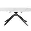 Modern Dining Table With White Marble Tabletop And Black Metal Base