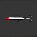 Red Head White Body Fishing Lure With Sharp Metal Fish Hooks