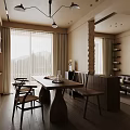 Modern Living And Dining Room Interior With Dining Table Chairs Sofa And Large Windows