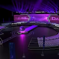 Modern Stage Design With Circular Layout Purple Lighting And Large LED Screen 3d model
