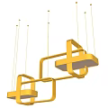 Modern Brass Geometric Chandelier With Interlocking Rectangular Frames And Hanging Design 3d model