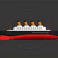 Wooden Ship Featuring Black White Red Hull Yellow Funnels Upper Deck Windows and Reflective Base