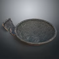 Hand Carved Ancient Style Stone Bowl With Intricate Handle And Rough Texture