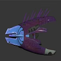 Futuristic Spiked Purple Blue Weapon With Glowing Components And Sleek Structure