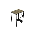 Modern Side Table With Wooden Top And Black Metal Frame Lower Shelf