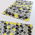 Stylish Square Rug With Yellow Black Gray Diamond Geometric Pattern For Home 3d model