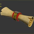 Light Colored Rolled Paper With Red Yellow Straps And Metal Buckle On Dark Background With Reflection