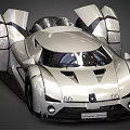 Silver Matheson Marvel Sports Car with Open Scissor Doors and Sleek Front Design