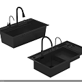 Black Kitchen Sink Double Bowl Design With Faucet For Modern Kitchen Use