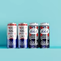 Four Refreshing 1664 Blanc Beer Cans On Light Blue Background With Classic Design