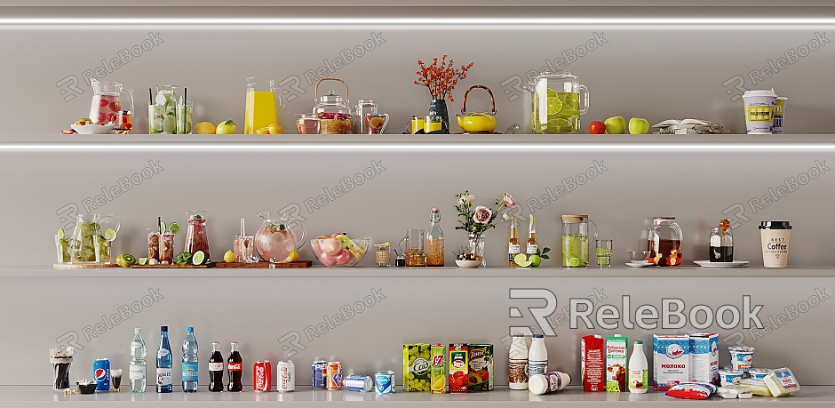 Modern Beverage Food Beverage Fruit Juice Mineral Water Milk Fruit model