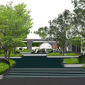 Modern Pergola Design With Lush Greenery Water Feature And Seating Area In Garden