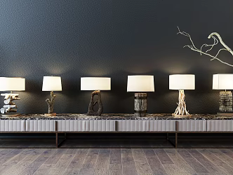 New Chinese-style Special-shaped Table Lamp Table Lamp Combination 3d model