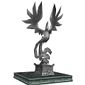 Exquisite Bronze Bird Sculpture Featuring Expanded Wings And Decorative Base