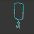 Modern Blue Carabiner Lock With Attached Key 3D Render Design