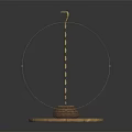Snake Shaped Decorative Object With Black Background Brick Base Slender Striped Pole And Woven Basket 3d model