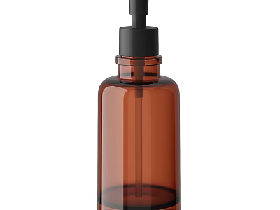 Transparent Brown Plastic Bottle With Black Pump Dispenser For Daily Use 3d model