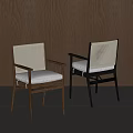 Modern Minimalist Dining Chairs With Wooden Frames Woven Backrests And Seat Cushions Against Wooden Wall