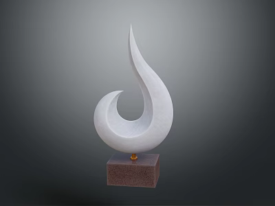 Elegant White Decorative Furniture Sculpture With Curved Design And Brown Base 3d model