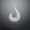 Elegant White Decorative Furniture Sculpture With Curved Design And Brown Base