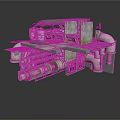 Complex Industrial Machinery Equipment With Metal Platform And Steel Pipes
