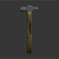 Classic Weapon Hammer With Silver Head Blue Accent And Wooden Handle On Gray Gradient Background