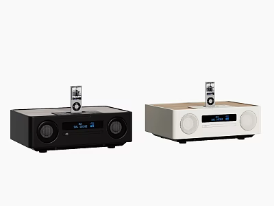 Black and White Wireless Desktop Speaker Systems With Digital Time Display And Remote Control 3d model