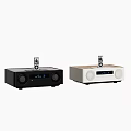 Black and White Wireless Desktop Speaker Systems With Digital Time Display And Remote Control 3d model